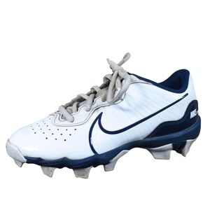 Nike Alpha Huarache 4 Keystone Boys Baseball Cleats Size 2.5 White Navy Molded